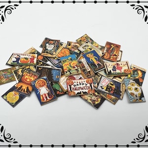 Download digitale stampabile di cartoline di Halloween 1/12 della casa delle bambole in miniatura