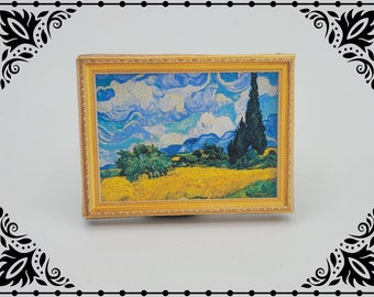 Wheat Fields Vincent Van Gogh Framed Painting 1/12 Dollhouse Miniature Printable Digital Download