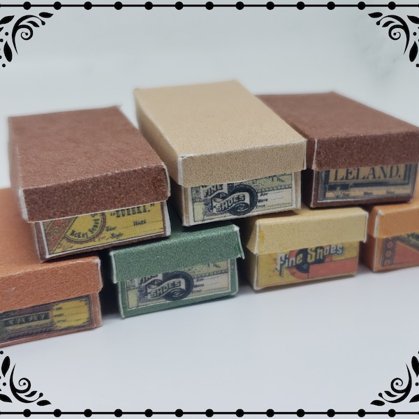 Vintage Shoe Boxes 1/12 Dollhouse Miniature Printable Digital Download