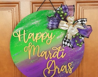Mardi Gras Sign, Mardi Gras Door Hanger, Mardi Gras Decor, Mardi Gras Door Sign, Mardi Gras Wreath, Party Gras Sign, New Orleans Door Sign