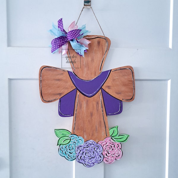 Floral Cross Design, Easter Cross Door Hanger, Easter Cross Decor, Cross Wall Decor, Cross Door Hanger, Easter Cross, Cross Door Decor