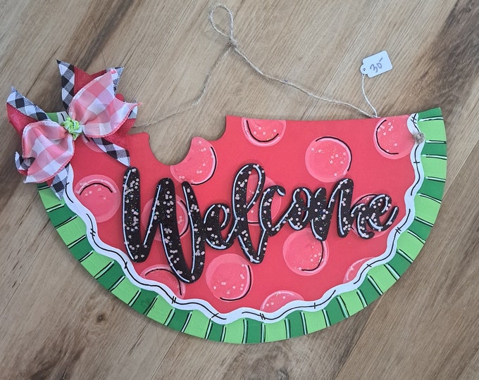 Watermelon Welcome Sign, Summer Door Hanger, Colorful Welcome Sign for ...