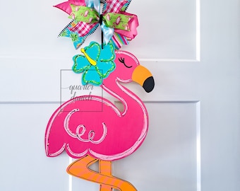Welcome door hanger, colorful welcome home sign, summer welcome sign, spring door decor, flamingo door hanger, boho gifts for women