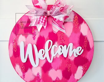 Welcome door hanger, colorful welcome home sign, summer welcome sign, Southwestern outdoor decor, boho gift for her, whimsical door hanger