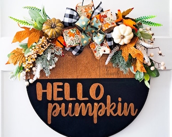 pumpkin door hanger, halloween pumpkin decor, fall pumpkin wreath for front door, pumpkin door sign, pumpkin door decor, fall door sign