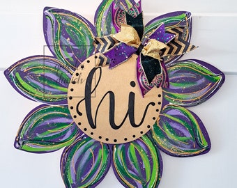 Mardi Gras Sign, Mardi Gras Door Hanger, Mardi Gras Decor, Mardi Gras Wreath, Party Gras Sign, New Orleans Decor, Fleur De Lis Sign