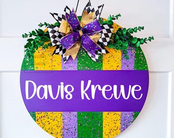 Mardi Gras Sign, Mardi Gras Door Hanger, Mardi Gras Decor, Mardi Gras Wreath, Party Gras Sign, New Orleans Decor, Personalized Mardi Gras