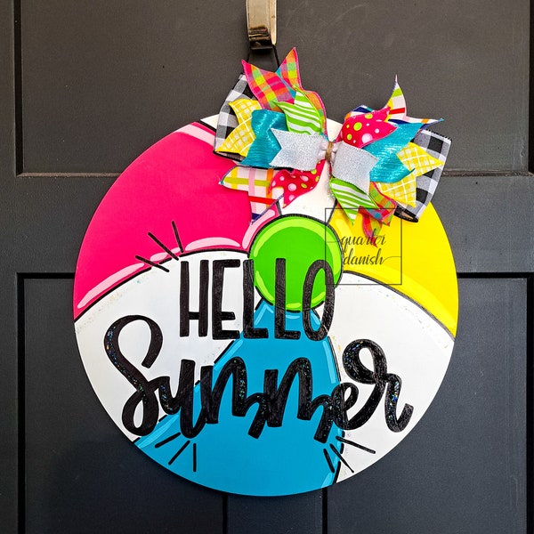 Personalized summer door hanger, summer welcome sign, gifts for women who have everything, mothers day gift ideas, beach ball door hanger