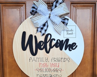 No Soliciting Sign Funny, Unwelcome Door Sign, Go Away Gift for Friend, Welcome Door Hanger, No Soliciting Door Sign, Funny Front Door Decor