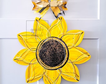 Sunflower door hanger, colorful welcome home sign, summer welcome sign, spring door decor, boho gifts for women, sunflower gift for friend