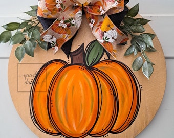 pumpkin door hanger, halloween pumpkin decor, fall pumpkin wreath for front door, pumpkin door sign, pumpkin door decor, fall door sign
