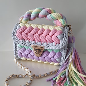 Multi farbige Tasche/Handgefertigte Tasche/Handgewebte Tasche/Häkeltasche/Stricktasche/Crossbody Geldbörse/Designer-Tasche/Luxus-Tasche/Schultertasche/Frauentasche/Geschenke