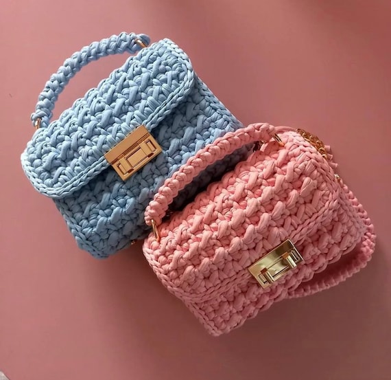 Bag/handmade Bag/hand Woven Bag/crochet Bag/knitted Bag/pink