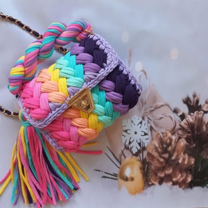 Multi Color Bag/Hand Woven Bag/Crochet Bag/Knitted Bag/Colorful Bag/Black Bag/Designer Bag/Luxury Bag/Shoulder Bag/Luxury Bag/Women&#39;s Bag