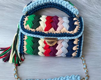 Bolsa multicolorida/bolsa feita à mão/bolsa de crochê/bolsa de tricô/bolsa colorida/bolsa preta/bolsa de grife/bolsa de luxo/bolsa de ombro/bolsa de luxo/bolsa feminina