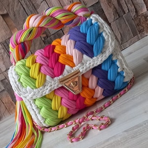 Multi Farbe Tasche/Hand gewebte Tasche/Häkeltasche/Stricktasche/Bunte Tasche/Schwarze Tasche/Designer Tasche/Frauen-tasche/Luxus Tasche/Schultertasche/Luxus Tasche