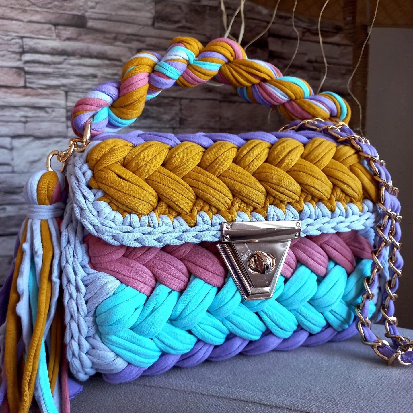 Multi Color Bag/Hand Woven Bag/Crochet Bag/Knitted Bag/Colorful Bag/Black Bag/Designer Bag/Luxury Bag/Shoulder Bag/Luxury Bag/Women's Bag