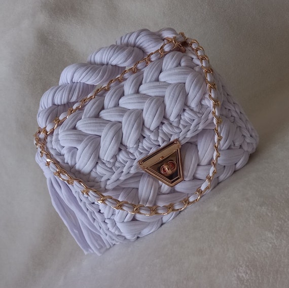 Handmade Bag/hand Woven Bag/crochet Bag/knitted Bag/white 