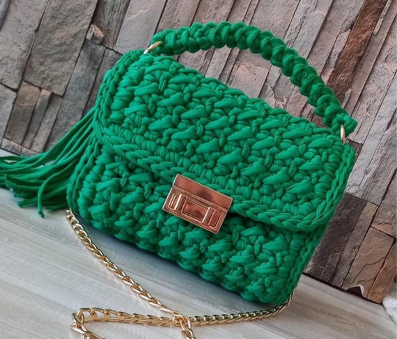 Bolso de hombro de crochet hecho a mano: Bolso de mujer de punto