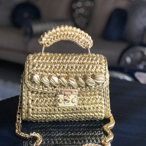 Metallische Tasche/Handgemachte Tasche/Handgewebte Tasche/Häkeltasche/Stricktasche/Designertasche/Peronalisierte Geschenke