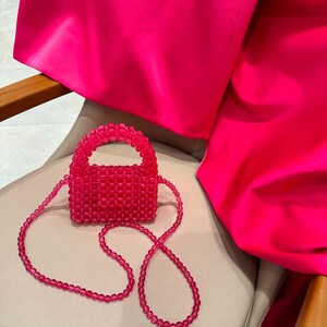 Crystal Pink Bead Bag / Luxury Bead Bag / Evening Bag / Beaded Purse / Women&#39;s Bead Bag / Bead Shoulders Bag / Gift For Her