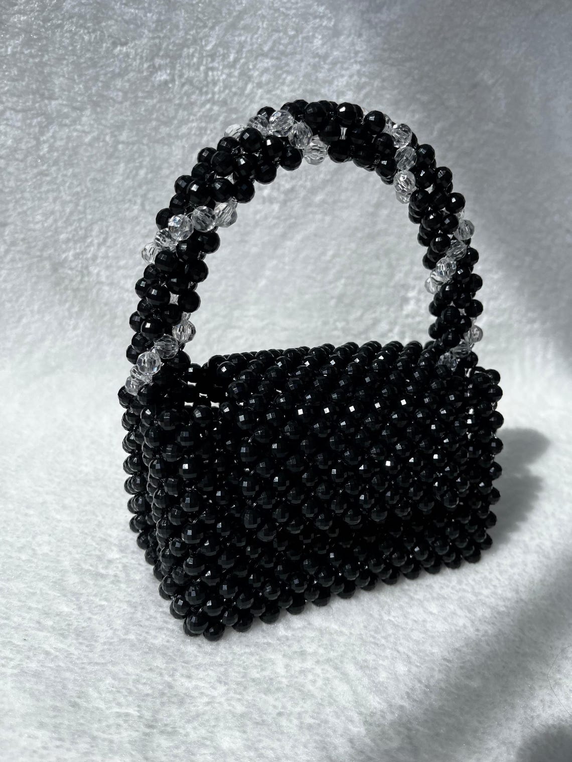 Crystal Black Bead Bag / Luxury Bead Bag / Evening Bag / Beaded Purse ...
