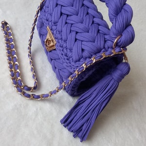 PURPLE /Handmade Bag/Hand Woven Bag/Crochet Bag/Knitted Bag/Bag Purses/Blue Bag/Designer Bag/Luxury Bag/Shoulder Bag/Luxury Bag/Women's Bag image 10