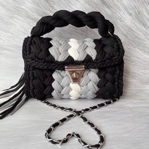 Multi Farbe Tasche/Hand gewebte Tasche/Häkeltasche/Stricktasche/Bunte Tasche/Schwarze Tasche/Designer Tasche/Frauen-tasche/Luxus Tasche/Schultertasche/Luxus Tasche