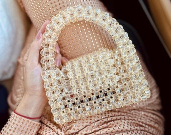 I Love New York ビーズショルダーバッグ、ハンドメイドプラスチック