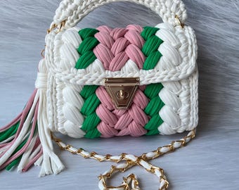 Bolsa multicolorida/bolsa feita à mão/bolsa de crochê/bolsa de tricô/bolsa colorida/bolsa preta/bolsa de grife/bolsa de luxo/bolsa de ombro/bolsa de luxo/bolsa feminina