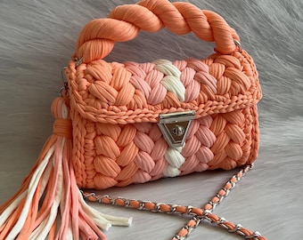 Wielokolorowa torba/Torba tkana ręcznie/Torba szydełkowa/Torba dzianinowa/Kolorowa torba/Czarna torba/Torba designerska/Luksusowa torba/Torba na ramię/Luksusowa torba/Torba damska