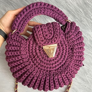 Bolso hecho a mano/Bolso tejido a mano/Bolso de crochet/Bolso de punto/Bolso rosa/Bolso de diseñador/Bolso de lujo/Bolso de hombro/Bolso de lujo/Bolso de mujer