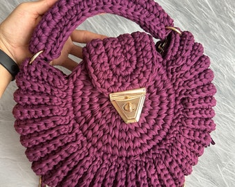 Handmade Bag/Hand Woven Bag/Crochet Bag/Knitted Bag/Pink Bag/Designer Bag/Luxury Bag/Shoulder Bag/Luxury Bag/Women&#39;s Bag
