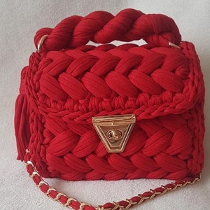 Bag/Handmade Bag/Hand Woven Bag/Crochet Bag/Knitted Bag/Red Bag/Dark Red Bag/Designer Bag/Luxury Bag/Shoulder Bag/Luxury Bag/Women&#39;s Bag