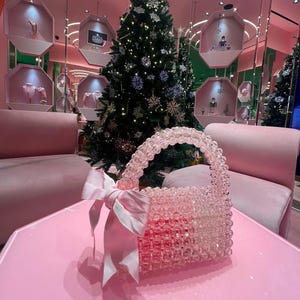Crystal Pink Bead Bag / Luxury Bead Bag / Evening Bag / Beaded Purse / Women&#39;s Bead Bag / Bead Shoulders Bag / Gift For Her