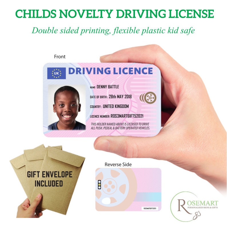 Personalised Kids unofficial driving license image 1