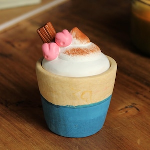 Hot Chocolate Cream Jewellery Pot/Box Bunny/Rabbit