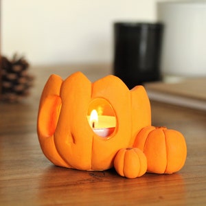 Pumpkin Halloween Candle Holder | Jack-o&#39;-lantern Decoration