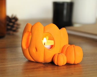 Pumpkin Halloween Candle Holder | Jack-o'-lantern Decoration
