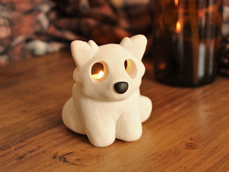 Wolf/dog Candle Holder Tealight Ceramic Animal Cute Gift Etsy