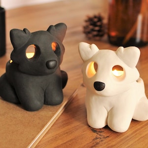 Wolf/Dog Candle Holder | Tealight | Ceramic Animal | Cute Gift |