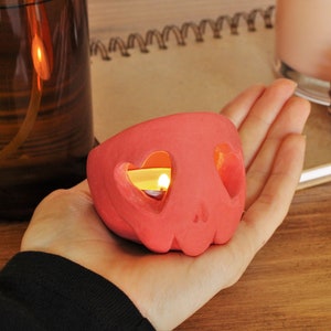 Skull Heart Eyes Candle Holder Tealight Gift Valentines Decoration image 5