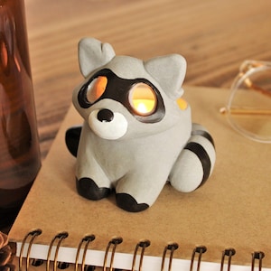 Raccoon Candle Holder | Tealight | Ceramic Animal | Cute Gift |