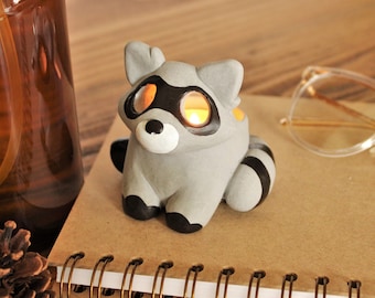 Raccoon Candle Holder | Tealight | Ceramic Animal | Cute Gift |