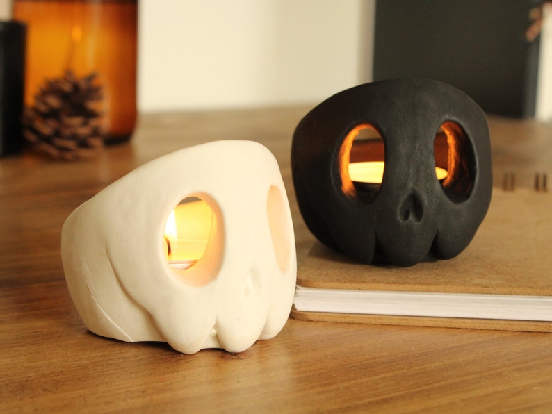 Skull Candle Holder Set Tealight Gift Halloween Decoration image 4