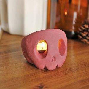 Skull Candle Holder Custom Colour Tealight Gift Halloween Decoration Purple