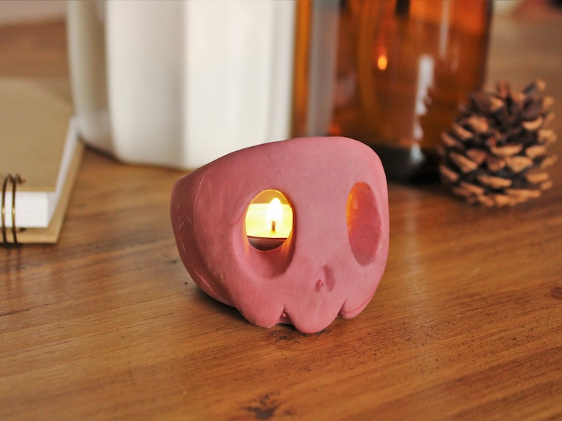 Skull Candle Holder Custom Colour Tealight Gift Halloween Decoration Purple