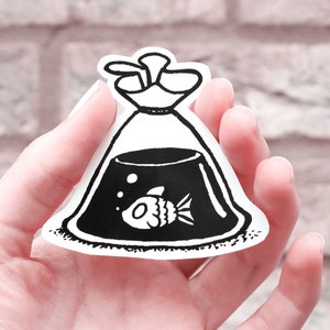 Fish in a Bag | Prize | Vinyl Waterproof Sticker | Gloss Finish | Gothic Ink |