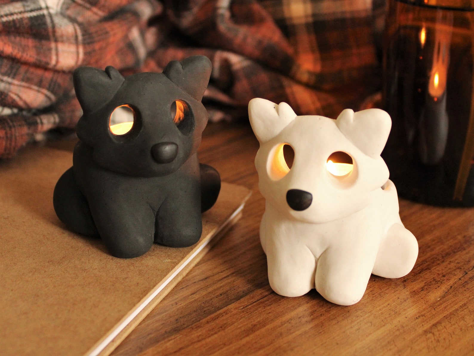Wolf/dog Candle Holder Tealight Ceramic Animal Cute Gift Etsy