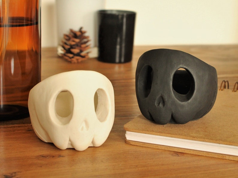 Skull Candle Holder Set Tealight Gift Halloween Decoration image 3